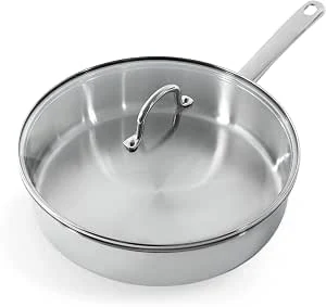 BK Bright Hapjespan 28 cm met Deksel, RVS 18/10, 3-Ply, Inductie
