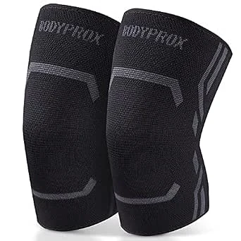 Bodyprox Knie Compressie Sleeve 2 Pack voor mannen en vrouwen, kniesteun Brace voor hardlopen en sporten (M)