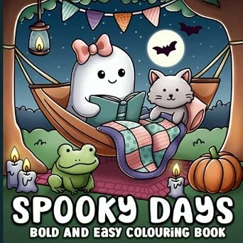 Bold and Easy Colouring Book: Spooky Days Cute Halloween and Autumn Designs for All Ages