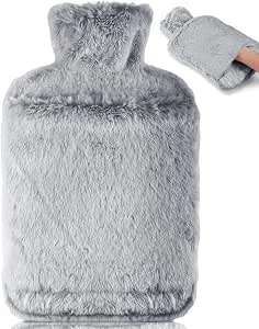 BOLEi Warmwaterkruik met zachte hoes en kangoeroezak, lekvrij (Lichtgrijs)