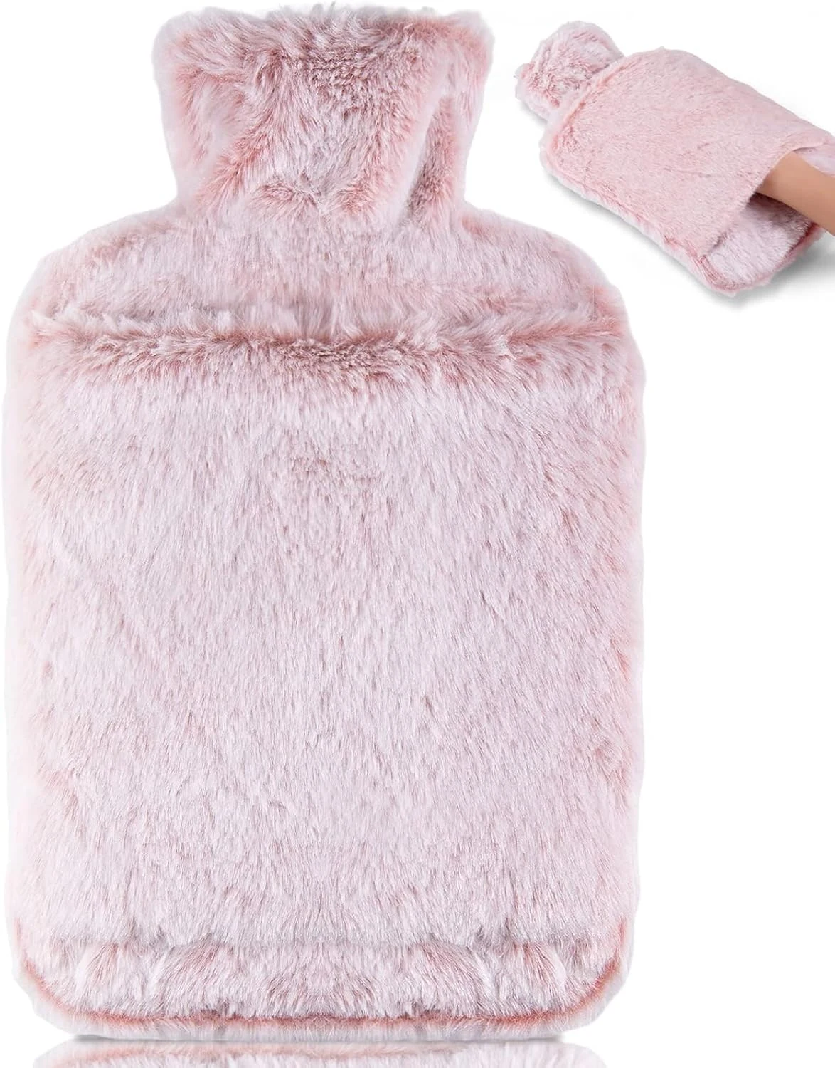 BOLEi Warmwaterkruik met Zachte Hoes, Lekvrij, Kangoeroezak,Roze