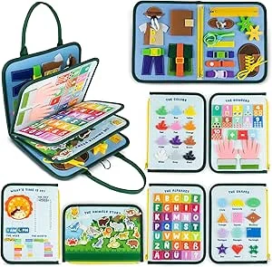 BONNYCO Montessori Busy Board van Vilt 1-4 Jaar met 8 Sensorische Panelen
