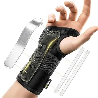 BraceUP Carpale Tunnel Polsbrace voor vrouwen en mannen - Metalen polsspalk voor hand- en polssteun en verlichting van artritis-pijn bij Tendonitis (S/M Rechterhand)