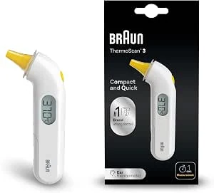 Braun ThermoScan 3 Oorthermometer | Snelle meting in 1 seconde | Koortsindicator met geluid | Digitaal display | Prettig voor baby's en kinderen | Merk #1 bij artsen(1) | IRT3030