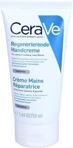 CeraVe Regenererende handcrème, zachte crème voor de gevoelige huid, zonder geurstoffen, bij neurodermitis of allergieën, met hyaluronzuur en essentiële ceramiden, 50 ml