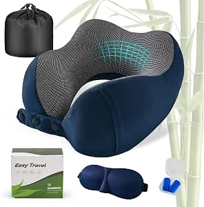 Cirorld Reiskussen voor Vliegtuig, Nek Kussen voor Reizen, Traagschuim Reiskussen voor Volwassenen, Verstelbaar & Compact Vluchtkussen, Ergonomisch Nek Kussen, Met Oordopjes, Oogmasker, Draagtas