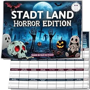 City Land Horror Edition, Enge Halloween-feestspellen, Activiteitenspel vanaf 12 jaar kinderen, Halloween kalender adventskalender 2025 cadeau feesttas volwassenen familie spelletjes junior kaartspel