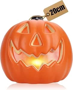 com-four® Pompoen met LED-verlichting & timer (6u aan/18u uit)