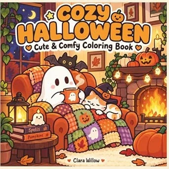 Cozy Halloween: Cute & Comfy Coloring Book