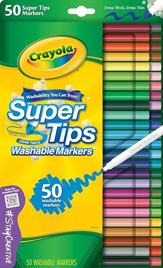 Crayola Viltstiften met Superpunt, Set van 50 Stiften in Diverse Kleuren, Geschikt Voor Kinderen Vanaf 3 Jaar