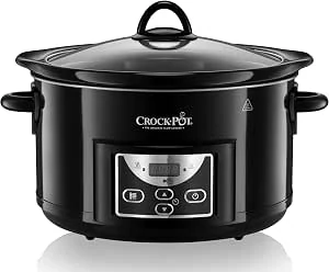 Crock-Pot SCCPRC507B-050 Autokap Slowcooker, Digitale Countdown-Timer, Warmhoudfunctie, 4,7 L Inhoud, Ovenveilig, Zwart