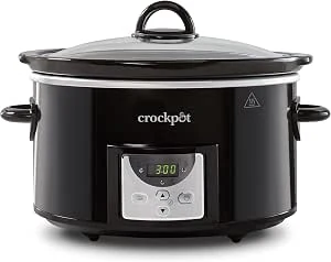 Crockpot CSC113X Digitale kookpan, 3,5 l (3 tot 4 personen), programmeerbare countdown-timer, EU-stekker met 2 pennen, zwart
