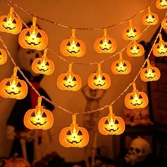 cshare Halloween decoratieve lichtketting, 3 m, 20 leds, pompoenlichtketting, batterij voor buiten, met timer, Halloween-decoratie, binnen en buiten, voor themafeesten, carnaval, veranda, herfst