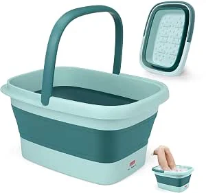 DEANIC Opvouwbaar Voetbad Met Massage, Handvat en Draagbare Voetmassage (Blauw)