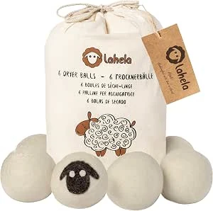 drogerballen voor droogtrommels - 6 stuks. Zacht wasgoed en energiebesparend. Vervanging voor wasverzachter. 100% premiumschapenwol zonder chemische stoffen of kunststof. Handgemaakt in Nepal.