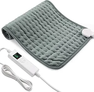 Elektrisch Verwarmingskussen Voor Rug, Nek en Schouders, met 6 Warmteniveaus en 6-Uurs Timer, Snel Opwarmen, Oververhittingsbeveiliging, Zacht Polyester, Machinewasbaar, 30X60CM Grijs