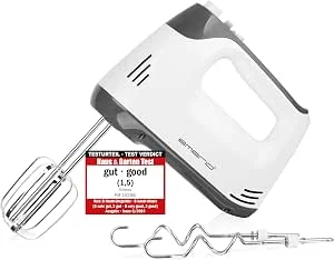 EMERIO HM-130365 Elektrische handmixer, handmixer, handmixer met 400 watt, 5 snelheden en turboknop, extra lange garde, kneedhaak van roestvrij staal, geschikt voor vaatwasser, BPA-vrij