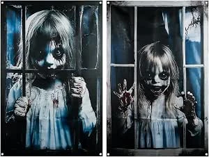 FRUHLING 2 stuks Halloween decoratie griezelige raamfoto's, 120 x 80 cm