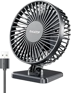 gaiatop USB-bureauventilator, klein maar krachtig, draagbaar, stil, 3 snelheden, wind, desktop, persoonlijke ventilator, aanpassing, mini-ventilator, tafelventilator voor betere koeling, thuiskantoor,