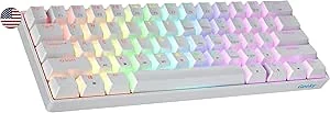 Geeky GK61 60% | Hot Swappable Mechanisch Gaming Toetsenbord | 61 Toetsen Multi Kleur RGB LED Achtergrondverlichting voor PC/Mac Gamer | ANSI US Amerikaanse Indeling (Wit, Mechanical Speed Silver)