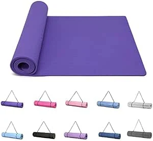 Good Nite Yogamat, Gymnastiek, Pilates Oefenmat voor vrouwen, antislip, dik 6 mm met draagriem, Tpe, 183 x 61 x 0,6 cm