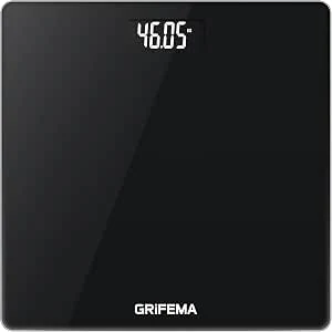 GRIFEMA GA2001-1 Digitale PersonenWeegschaal met 4 Uiterst Nauwkeurige Sensoren, Snelle Gewichtsaflezing, met LCD-Display, tot 150 kg, Nauwkeurigheid 50 g, Zwart