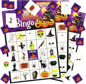 Halloween bingo, Halloween bingo party speelkaarten, 24 spelers bingo spelkaarten, school klaslokaal spellen, voor Halloween-feest, verjaardag, kinderfeestaccessoires, klaslokaal, thuis, bordspellen