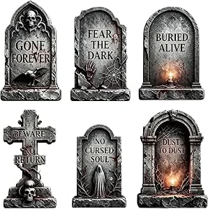 Halloween grafstenen, set van 6, begraafplaats decoratie met