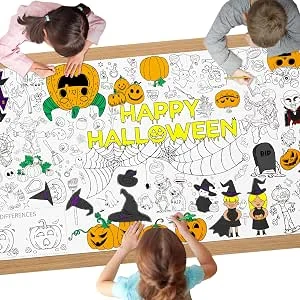 Halloween Kleurtafelkleed, DIY Kinderfeest Tafelkleed, Gigantisch Kleurposter Tafeldoek voor Kinderen, Jongens Meisjes Verjaardagscadeau, Knutsel Doodle Kunst