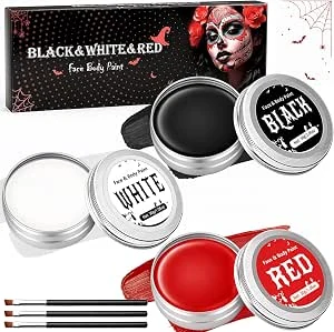 Halloween Make Up Face Paint Wit Zwart Rood - Halloween Schmink Makeup 90g
