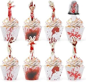 Halloween-taartdecoraties, 48 stuks cupcake-papier voor Halloween-feestdecoratie