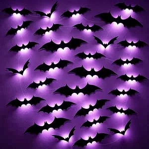 Halloween-wanddecoratie met LED-vleermuizen – Verlichte vleermuizen