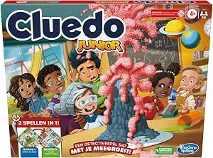 Hasbro Gaming Cluedo Junior-spel, 2-zijdig spelbord, 2 spellen in 1, Cluedo-detectivespel voor jongere kinderen, bordspellen voor kinderen, Junior-spellen (Nederlandse versie)