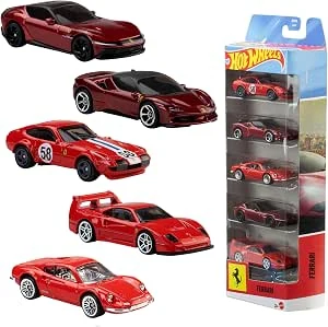 Hot Wheels 5-pack Ferrari auto's op schaal 1:64