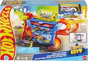 Hot Wheels City Tunnel Twist autowasstraat met 1 Color Shifters
