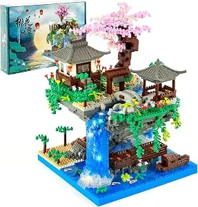 HOTUT Micro Bouwset 2705 Delen – Japanse Kersenbloesem Architectuur met LED, Modulair Bonsai Boom Model voor Volwassenen en Kinderen