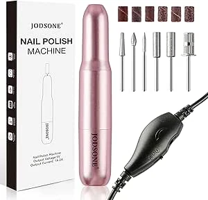 JODSONE Elektrische USB-Nagelboor voor Acryl en Gel 14000RPM Draagbare Nagelvijl Efile-set met Nagelboorbits Schuurbanden Roze