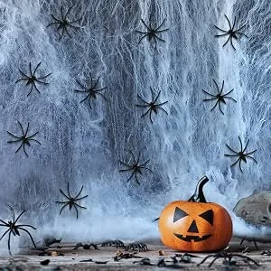 Jsdoin 60g Halloween Spider Web Decoratie, met 30 stks Fake Spiders, Stretchable Halloween Spinnenwebben voor Halloween Decoraties