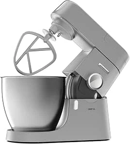 Kenwood Chef XL KVL4100S — Keukenmachine met grote roestvrijstalen mengkom van 6,7 l, multifunctionele keukenhulp, 1200 W, incl. 3-delige patisserieset, zilver