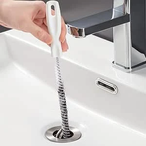 KEYRI 2-delige afvoerreinigingsborstel, 45 cm flexibele gootsteenreinigingsborstel voor afvoer en slangen, afvoergereedschap voor badkamer en keuken (2 stuks)