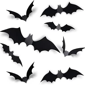 Lot van 60 3D vleermuis muurstickers voor Halloween-decoratie
