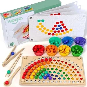 MARAYAN Montessori Educatieve Spellen en Houten Speelgoed voor Kinderen van 3-7 Jaar, Fijne Motoriek, Creatieve Puzzels en Kleuren Leren, Ideaal Cadeau voor Jongens en Meisjes