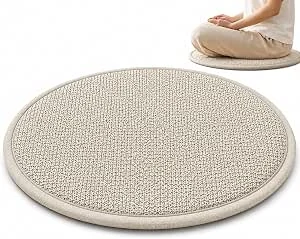 Meditatiekussen, rond vloerkussen, diameter 30 cm, zitkussenbodem, ademend meditatiemat, 2 cm dik zitkussen voor binnen- en buitengebruik (bruin 1)