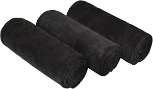 Microvezel Sporthanddoeken Sneldrogende en Absorberende Gymhanddoek Workout Zweethanddoeken Voor Sportschool, Yoga, Camping, 3 Stuks 40 cm x 80 cm,Zwart