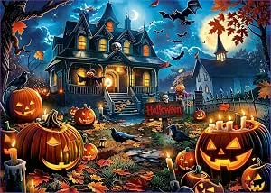 Nattork Legpuzzel 1000 stukjes voor volwassenen, Halloween Spookhuis, uitdagende volwassenenpuzzels voor Halloween decor en cadeau