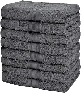 NatureMark Set van 8 Handdoeken - 100% Katoen - Absorberende en Duurzame Handdoeken, Maat 50×100 cm, Antracietgrijs