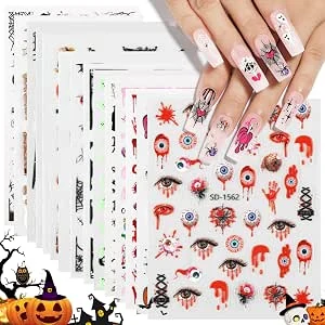 Nicedeco 15 Vellen Halloween Nagelstickers 3D Geesten Pompoenen Spinnenweb