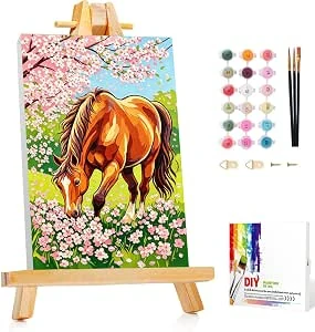 Paard schilderen op nummer kinderen vanaf 7 8 9 10 met frame ezel 20 x 30 cm