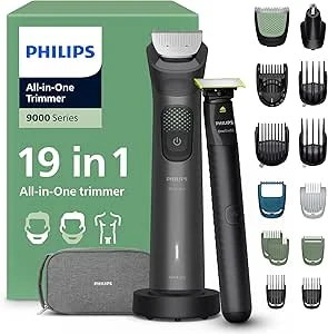 Philips Multigroom 9000-serie Alles-in-één 19-delige Trimmer, Shaver & Tondeuse + OneBlade-trimmer voor heren – Complete Groomingset Gezicht, Hoofd & Lichaam, 27 Lengtestanden (0,2-20 mm), MG9556/15
