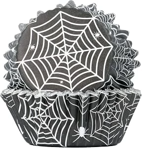 PME Halloween folie gevoerde cupcake hoesjes - spinnenwebben (Pack van 30)